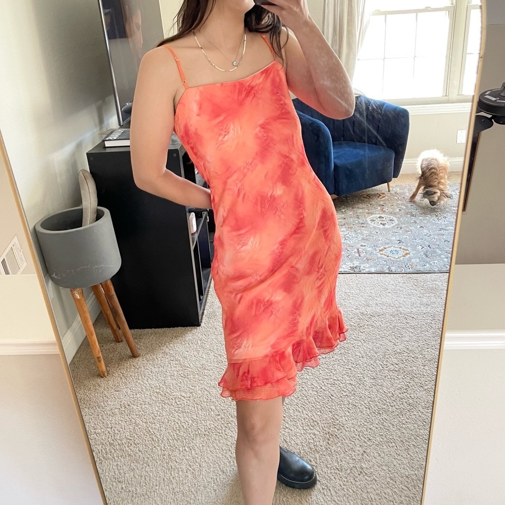 Vintage Y2K Orange Tie Dye Dress